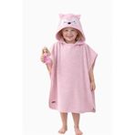 Panço Çocuk Bornozu-Plaj Havlusu-Kedi-Pembe-Bebek Bornoz-Erkek-Kız-Pamuklu (60x60) (3-8 Yaş)