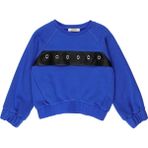 Panço Deri ve Kuş Gözü Detaylı Sweatshirt - Saks - 7 Yaş