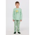 Panço Erkek Çocuk Dinozor Desenli Turkuaz Pijama Takımı - Mavi