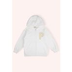 Panço Erkek Çocuk Fermuarlı Kapüşonlu Ön Ve Arka Bedeni Nakışlı Ekru Sweatshirt