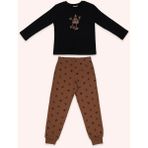 Panço Erkek Çocuk Pizza Baskılı Siyah Pijama Takımı