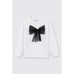Panço Kız Bebek Beyaz Sweatshirt