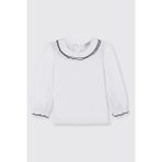 Panço Kız Bebek Beyaz Tişört Uzun Kol Regular Fit Elastan Malzemeden Casual Tarz - 3 Yaş