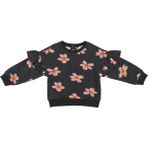 Panço Kız Bebek Çiçek Baskılı Sweatshirt - Siyah - 6 - 12 Ay