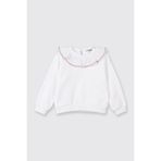 Panço Kız Bebek Fırfır Yaka Detaylı Su Taşı Detaylı Beyaz Sweatshirt