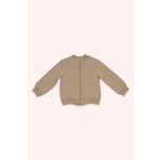 Panço Kız Bebek Kedi Kapitoneli Fermuarlı Bej Sweatshirt