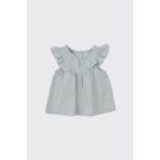 Panço Kız Bebek Kolları Fırfırlı Yumuşak Dokulu Müslin Mavi Bluz - 3 Yaş