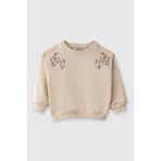 Panço Kız Bebek Nakış Detaylı Yumuşak Dokulu Bej Sweatshirt