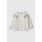 Panço Kız Bebek Nakış Detaylı Yumuşak Dokulu Ekru Sweatshirt