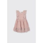 Panço Kız Bebek Nakışlı Müslin Pembe Elbise - 3 Yaş