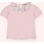 Panço Kız Bebek Yakası Fırfırlı Kısa Kollu Pembe Tişört - 0 - 6 Ay