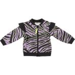 Panço Kız Bebek Zebra Desenli Fermuarlı Sweatshirt - Siyah - 6 - 12 Ay