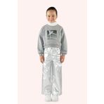 Panço Kız Çocuk Baskı Detaylı Gri-Melanj Sweatshirt