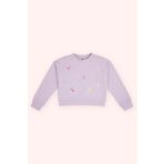 Panço Kız Çocuk Baskı Detaylı Lila Sweatshirt
