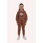 Panço Kız Çocuk Nakışlı Camel Sweatshirt