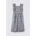 Panço Liberty Kumaş Çiçek Desenli Kız Bebek Salopet - Mor - 2 Yaş