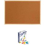 Panda 30X45 cm Ahşap Çerçeveli Mantar Pano + 1 Paket Harita Çivisi PAN114