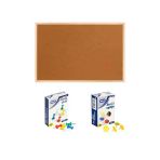 Panda 45X60 Cm Mantar Pano Ahşap Çerçeveli + 1 Paket Harita Çivisi+ 1 Paket Raptiye Pan115