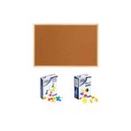 Panda 60X90 Cm Ahşap Çerçeve Mantar Pano + 1 Paket Harita Çivisi + 1 Paket Raptiye Pan116