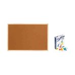 Panda 60X90 cm Kahverengi Ahşap Çerçeve Mantar Pano + 1 Paket Harita Çivisi 18 Adet