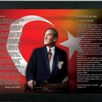 Panda 80 x 160 Cm Atatürk Dijital Baskılı Deri Kaplı Çerçeveli Makam Panosu