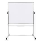 Panda Ayaklı Mobil Çift Taraflı Tekerlekli 360 Dönerli Laminant Yazı Tahtası 120x140 cm - Beyaz