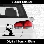 Panda Ayı Yavrusu Sevimli Hayvan Sticker Etiket 2 Adet - Araba Kask Motosiklet Laptop Tablet Pc Atv Uyumlu Sticker 2 Adet