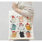 Panda Baskı Tekstil Kedi Baskılı Özel Tasarım 35×40CM Ham Bez Çanta - 001 - Beyaz