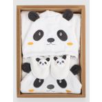 Panda Desenli Bambu 0-24 Ay Bebek Bornoz Seti