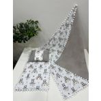 Panda Desenli, Poplin Kumaş, Ponponlu Alt Açma, Yastık ve Battaniye 3'lü Set