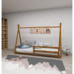 Panda Doğal Ahşap Bebek ve Çocuk Montessori Karyola Meşe Renk - 90 x 120 cm