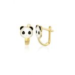 Panda Figürlü Çocuk Altın J Küpe