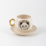 Panda Kahve Fincanı Seramik El Yapımı - 1 Adet - 150 ml - Krem