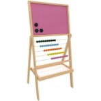 Panda Renkli Mıknatıslı Yüzeyli 50 Boncuklu Yazı Tahtası 30X40CM - Pembe - Abaküslü Tahta