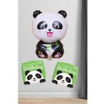 Panda Şekilli Happy Birthday Balon Panda Konsept Doğum Günü Balon Seti