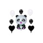 Panda Siyah Beyaz Kalp Set Folyo Balon