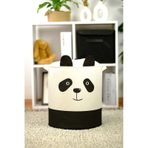 Panda Tasarımlı Bebek Çocuk Odası Fileli Oyuncak Düzenleyici Kirli Sepeti 37x 40 Beyaz - Siyah
