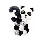 Panda Temalı Siyah Renk Duğum Günü Parti Seti Yaş 3