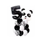 Panda Temalı Siyah Renk Duğum Günü Parti Seti Yaş 5