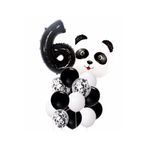 Panda Temalı Siyah Renk Duğum Günü Parti Seti Yaş 6