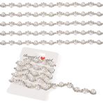 Pandahall 1 Yard İnci Yapay Elmas Trim 12x6mm İmitasyon İnci Boncuklu Trim Zincir Kristal Aplike Saçak Şerit Şeritler DIY Kostüm Düğün Parti Dekorasyon Gelin Süslemeleri