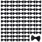 PandaHall 120 adet grogren kurdele, siyah mini papyon süsleme, el yapımı dokuma saç fiyonkları, kendin yap el işi saç tokaları için, evcil hayvan saç fiyonkları, 25~30x15~16x5 mm
