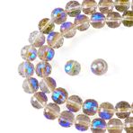 Pandahall 2 Strands 10MM yuvarlak kristal cam boncuk temizle AB yönlü boncuk topu gevşek Spacer bilezik kolye takı yapımı için açık sarı