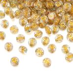 Pandahall 200 parça şeffaf harf akrilik boncuk parlak toz 7x4 mm şeffaf düz yuvarlak alfabe boncuklar isim için altın harfli bileklik kolye takı yapımı, delik: 1,5 mm