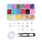 PandaHall 2850~3000 adet 6 mm Düz Yuvarlak Polimer Kil Heishi Boncuk Setleri Kabuk Boncuklu & Deniz Yıldızı Kolye & Ara Boncuk & Atlama Halkaları & Elastik Boncuk İpliği & Makas Kendin Yap Takı Yapımı için
