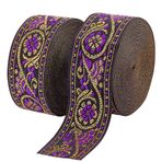 PandaHall jakarlı bant, 7 yard, vintage, dokuma şerit, çiçek bandı, kumaş şerit, püsküller, kıyafet dikmek için, el işi, ev dekorasyonu, düğün, çanta askısı, aksesuar, güzelleştirme, mavi, mor