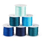 PandaHall Nakış ipliği, 6 rulo, 0,4 mm, metalik nakış ipliği, 6 katlı, mavi, inci ipi, tatting, kapitone, arkadaşlık bilekliği, takı üretimi için dikiş ipliği
