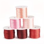PandaHall Nakış ipliği, 6 rulo, 0,4 mm, metalik nakış ipliği, 6 katlı, pembe ve kırmızı, inci ipi, tatting, kapitone, arkadaşlık bilekliği, takı üretimi için dikiş ipliği