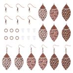 Pandahall Vintage Boho Baskılı Sallantılı Küpe Yapım Kitleri, Leopar Baskılı Gözyaşı Damlası Ahşap Küpe, Kendin Yap Kadınlar için Boş Tılsımlar, Küpe Kancalı ve Atlama Halkalı Küpeler (6 adet)