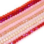 PandaHall yontulmuş yuvarlak cam boncuklar, 10 kordon, kırmızı/pembe, kristal cam, gevşek mesafe tutucu, arkadaşlık bileklikleri, kolyeler, küpeler, takı üretimi için büyük paket